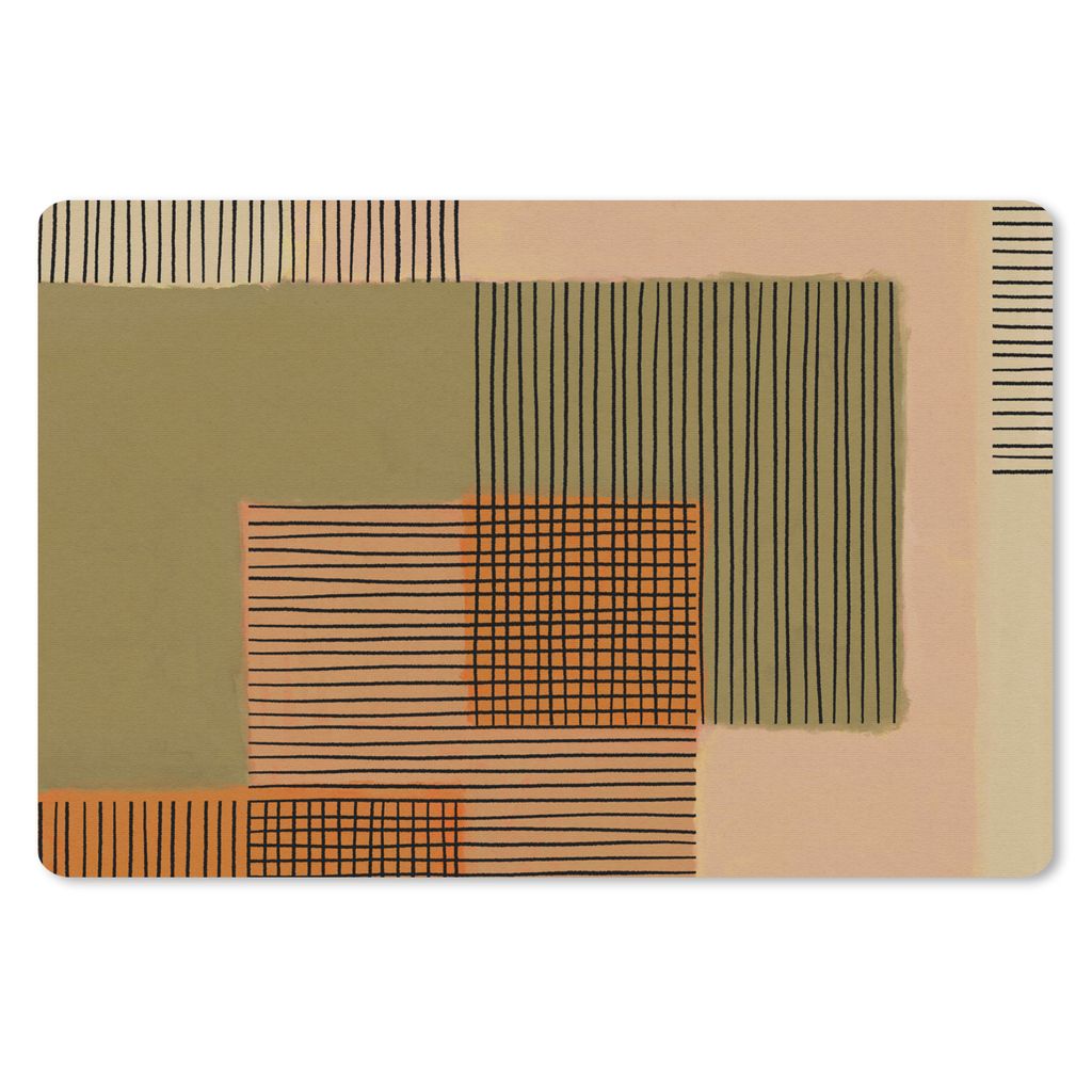 MuchoWow Mauspad Mousepad Abstrakt - Linien - Würfel - Patchwork 27x18 cm - Mousepads - Maus Mat - Pad - Mausunterlage - Büroartikel - Desk Matten