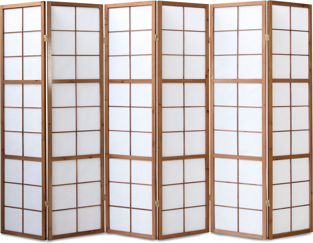 6 pan Shoji Paravent japonais bois en brun foncé Image du produit 