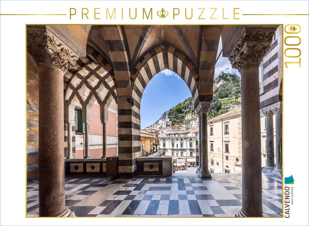 CALVENDO Puzzle AMALFI Arkaden der Kathedrale Sant'Andrea | 1000 Teile Lege-Größe 64x48cm Foto-Puzzle für glückliche Stunden