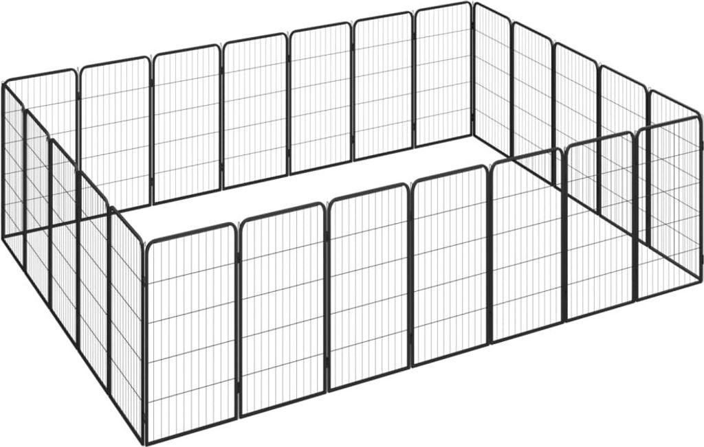 The Living Store 24-tlg. Hundelaufstall Schwarz 50x100cm Stahl Pulverbeschichtet