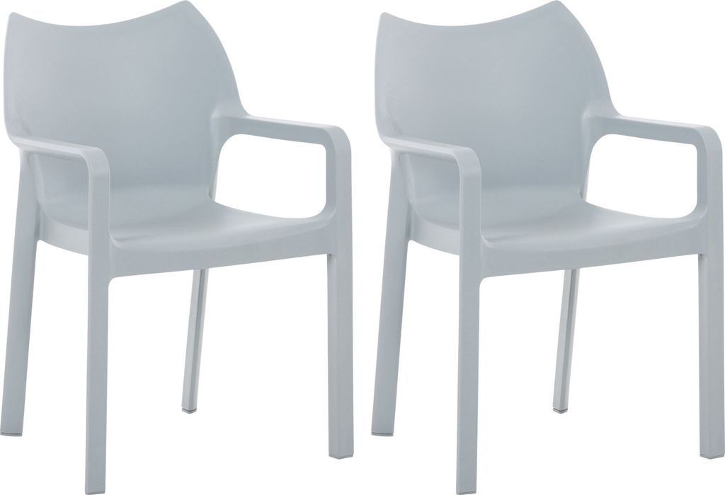2er SET Stapelstuhl HLO-CP55 hellgrau