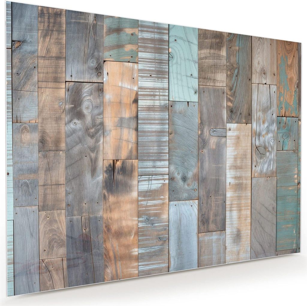 Glasbild 120x90cm in XXL für Wohnzimmer, Schlafzimmer Motiv Holzplanken Vintage