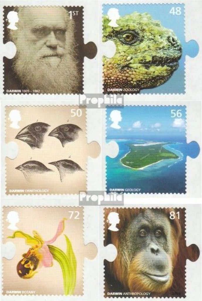 Briefmarken Großbritannien 2009 Mi 2707-2712 (kompl.Ausg.) postfrisch Charles Darwin