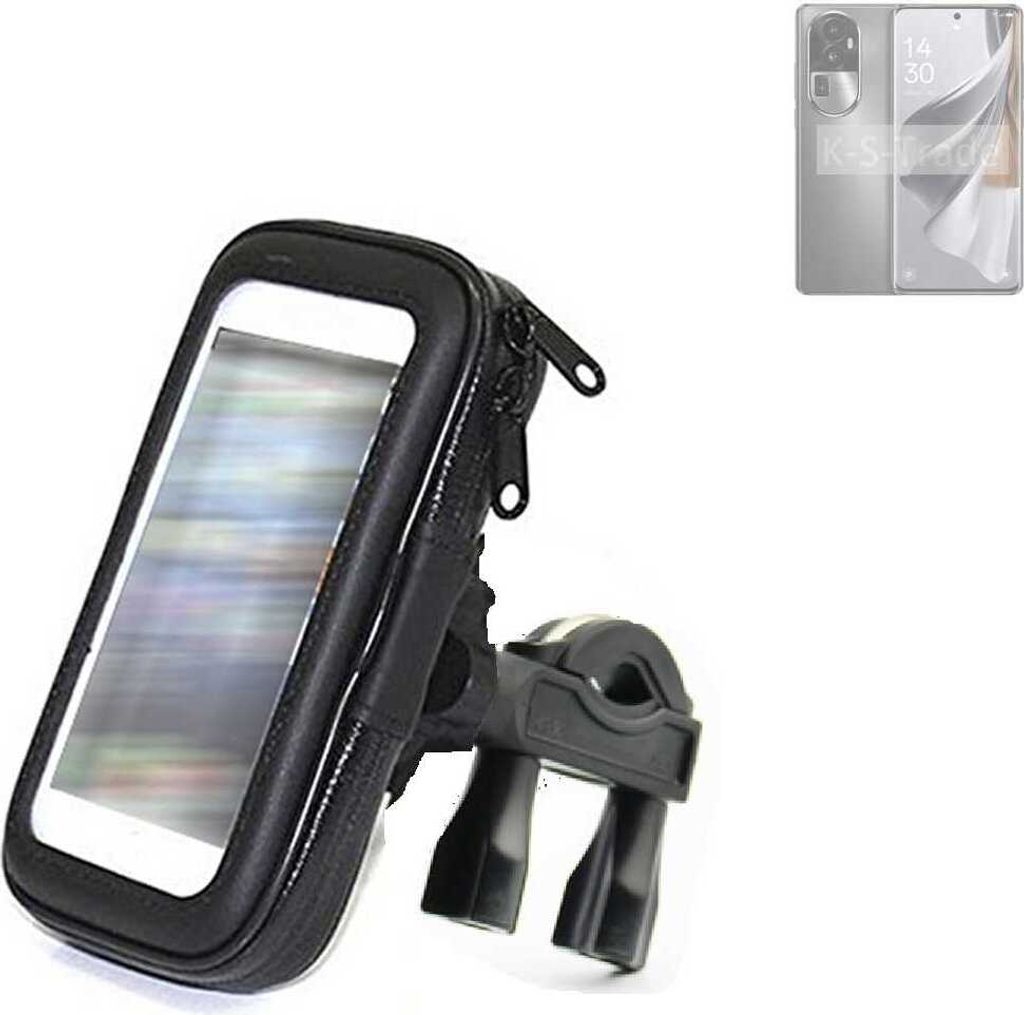 K-S-Trade Fahrrad-Halterung kompatibel mit Oppo Reno10 Pro+ Handy-Halterung Halter Lenkstange Fahrradhalterung Motorrad Bike Mount Wasserabweisend