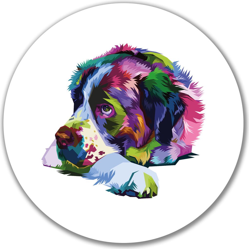 Huuraa Aufkleber Bernhardiner Colorful 10cm rund Sticker Geschenkidee