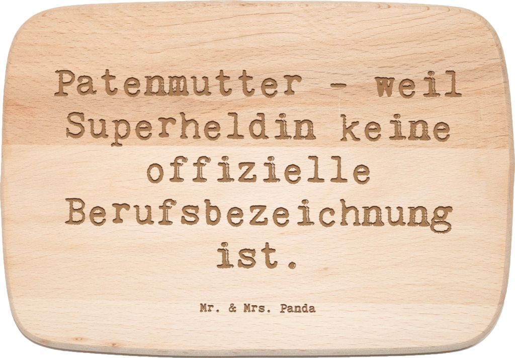 Mr. & Mrs. Panda Holzschneidebrett Spruch Patenmutter Superheldin - Transparent - Geschenk, Holzbrett, Küchenbrett, massivholzbrett, Schneidebrett...