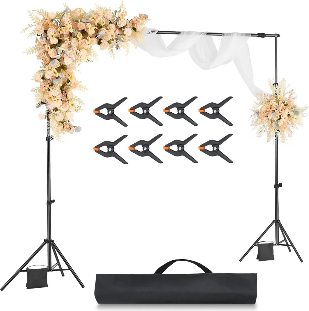 Support Fond Studio 213x300cm Réglable avec Barre Transversale Stable