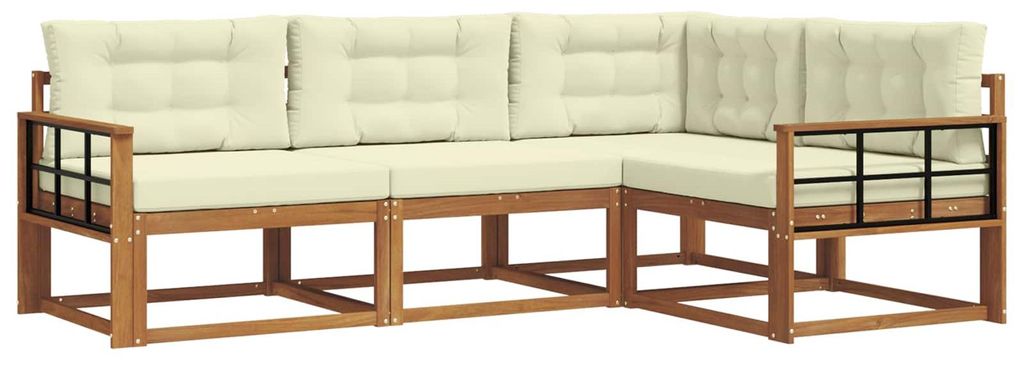 Hochwertigen Möbel Outdoor-Sofa garnitur moderne - Balkonmöbel/Gartenlounge-Set - robust und langlebig - mit Kissen 4 pcs Natur und Creme - Garte...