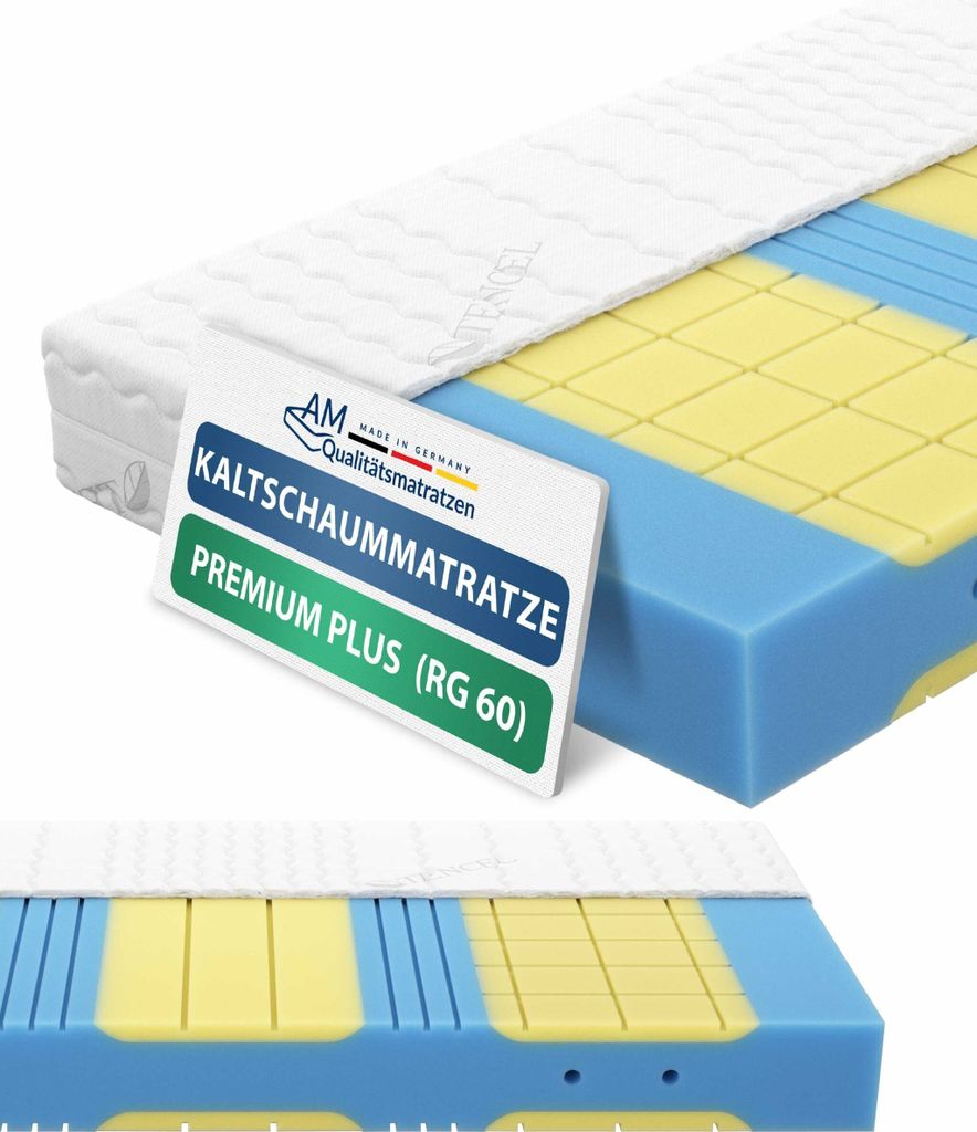 AM Qualitätsmatratzen | Premium Plus 7-Zonen Kaltschaummatratze 120x200 cm | Mittelfest (H3) | Ergonomische Matratze mit druckentlastenden Visco-E...