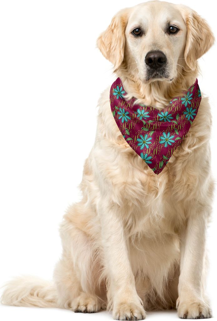 ABAKUHAUS Flora Haustier Bandana, Vivid Garten Knospen Blooming, 40x40 cm, Maroon Seafoam