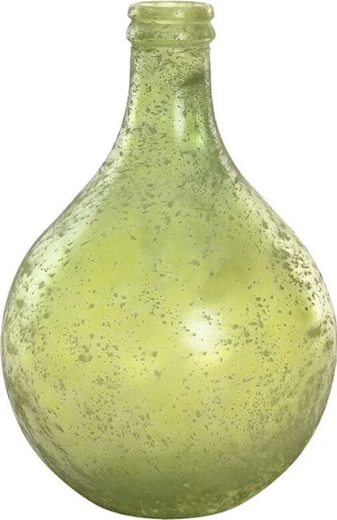 Grand vase décoratif vert bouteille esprit vintage en verre recyclé