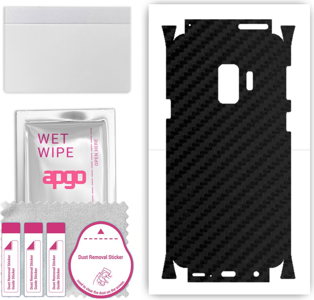 apgo Rückseite + Seiten Schutzfolie, Skin, kompatibel mit Samsung Galaxy S9, Hinten Displayschutzfolie aus Vinylfolie, kratzfest, einfache Montage...