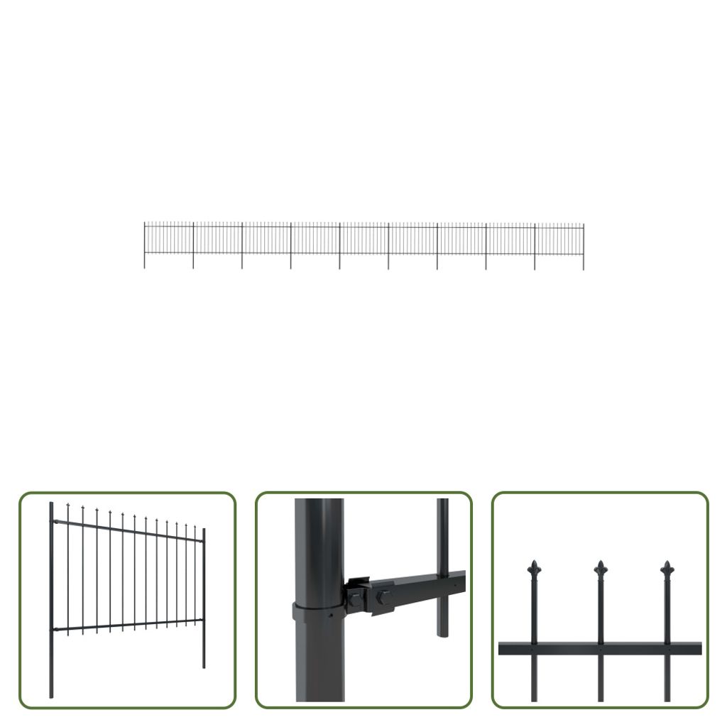 The Living Store Gartenzaun mit Speerspitzen Stahl 15,3 x Produktbild 