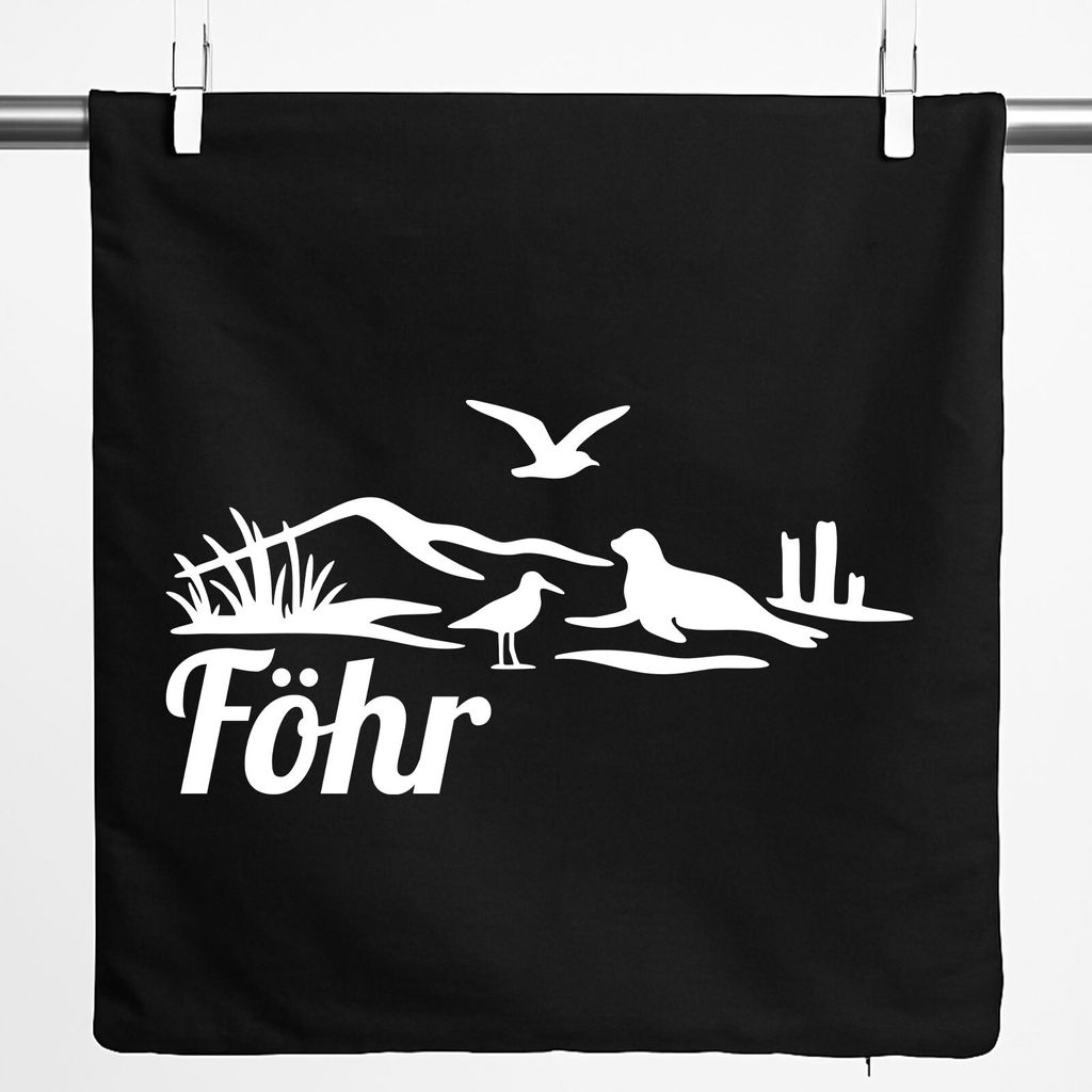 Huuraa Kissenbezug Föhr Strandmotiv 40x40cm Black Baumwolle Dekokissenbezug Geschenkidee