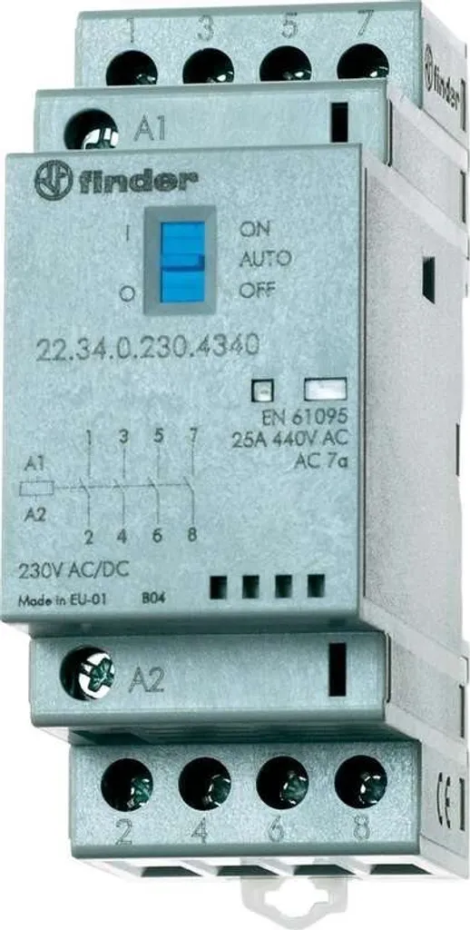 Protection d'installation Finder 22.34 - Contacteur silencieux rail DIN