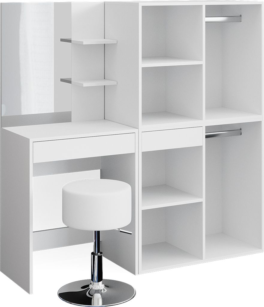Kaptafel Vicco Isabelle Wit 140 cm met spiegel, kruk en 2 Productafbeelding 