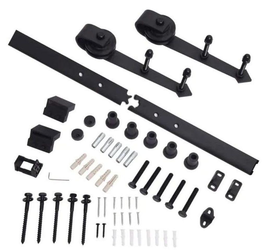 LogistSystem Modern Schiebetür Komplettset 200cm - Schiebetürsystem Komplett-Set - Schwarz