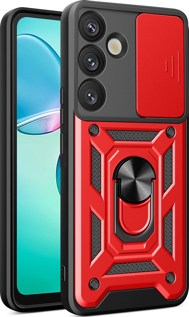Hülle für Samsung Galaxy S25 FE Magnetische Ring Ständer Halter Dia Kameraschutz TPU Bumper Silikon Schutzhülle Rot