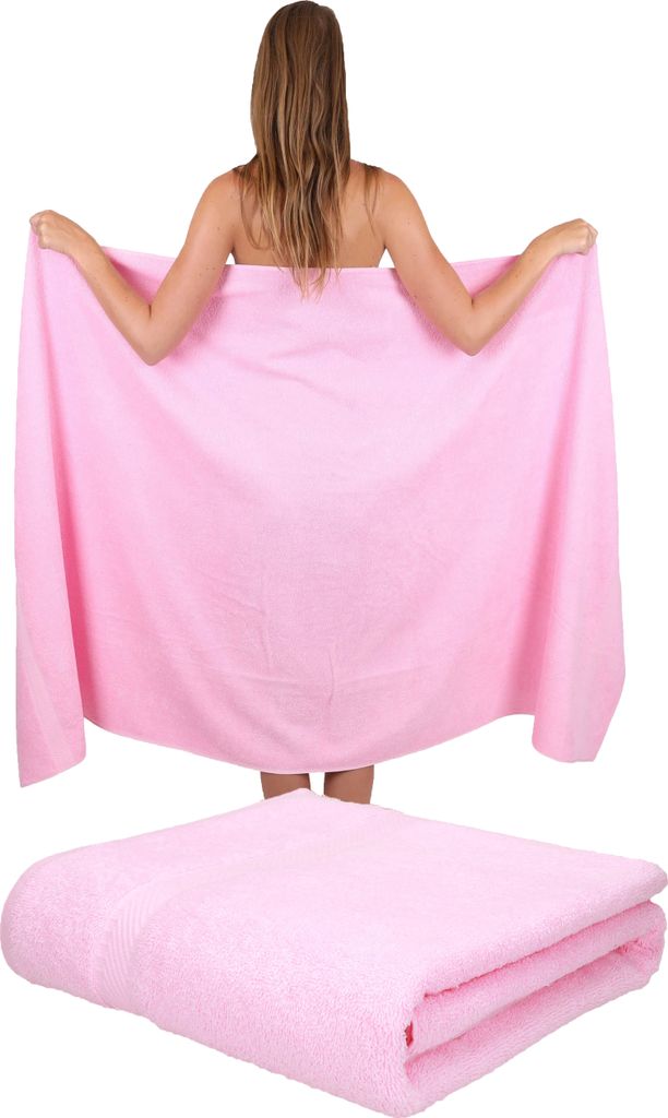 Betz 2 Stück Saunatücher 80 x 200 cm PALERMO 100% Baumwolle Badetuch Liegetuch Strandtuch Farbe: rose