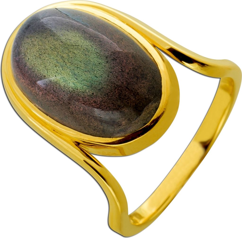 Labradorit Ring Gold 750 18 Karat grau brauner Edelstein 14.83ct 18