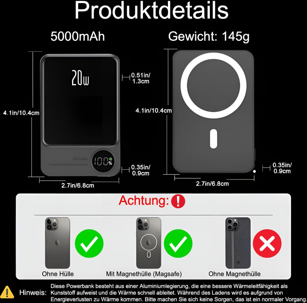 S&T Design Magnetische Powerbank Magsafe kompatibel 5000 Produktbild 8