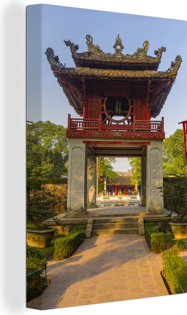 OneMillionCanvasses - Leinwandbilder - 90x140 cm, Hanoi - Tempel - Rot, Wandbilder Kunstdruck Wanddekoration - Foto auf Leinwand - Gemälde auf H...