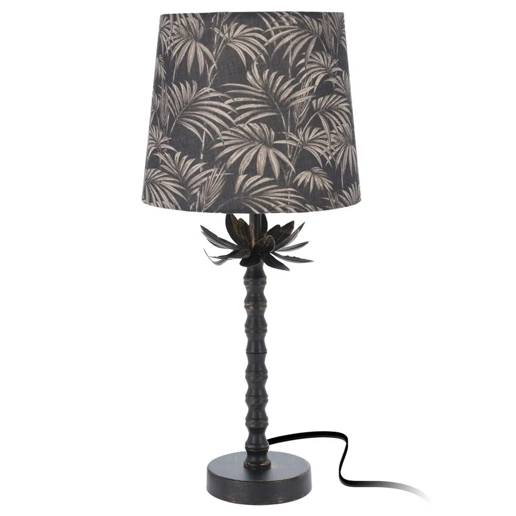 Lampe de Chevet Design Noir et Or avec Motif Végétal pour Chambre Chic