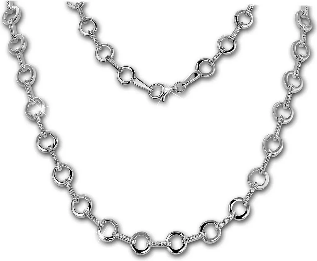 Collier argent 925 pendentif rond blanc SilberDream SDK450W chic