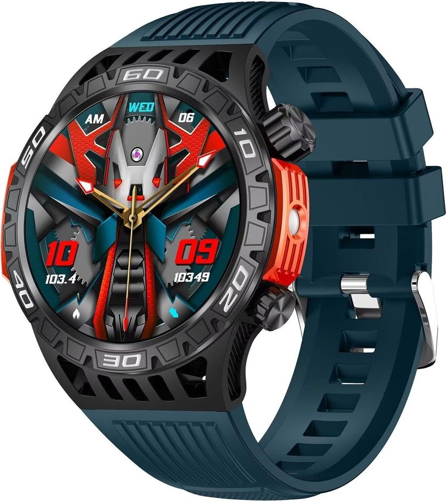 Militär Uhr mit Kompass Sportuhr Laufuhr Outdoor Military Fitnessuhr mit Telefonfunktion Gesundheitsuhr Blutdruckmessung Schrittzähler Uhr Pulsuhr
