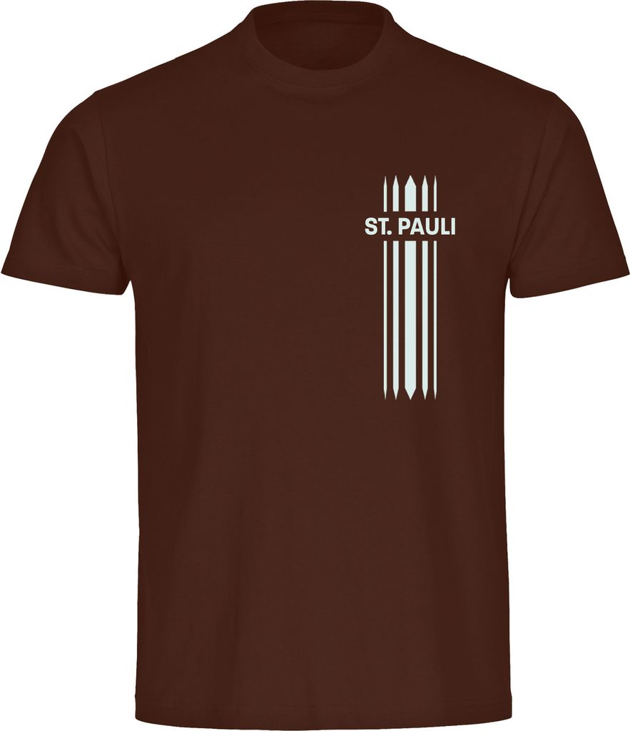 multifanshop Herren T-Shirt - St. Pauli - Streifen, braun, Größe XXL