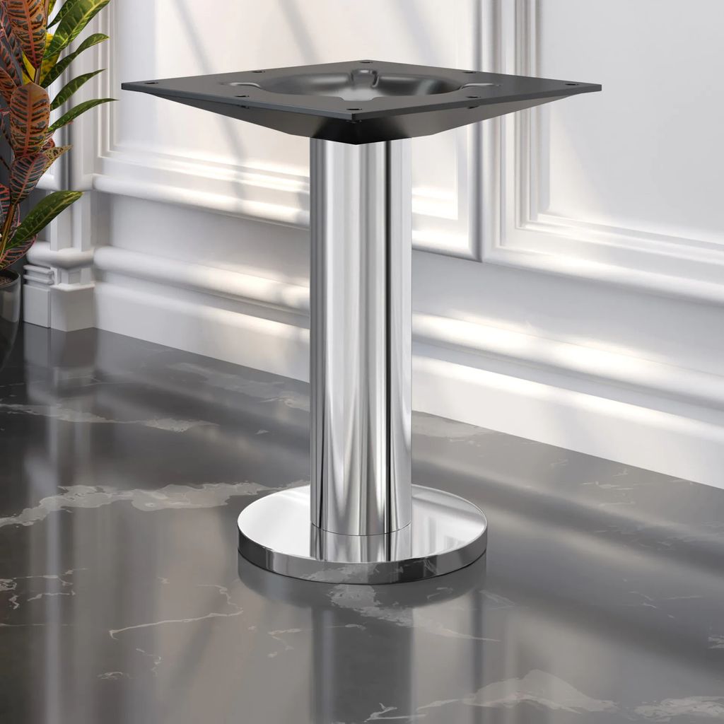 MILAN | Bistro Lounge Tischgestell | Schwarz | Fuß: Ø 18 cm | Säule: 7,6 x 46 cm | Bodenmontage | Tischgestell Rund, Tischbein Edelstahl