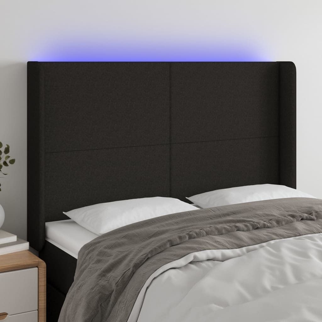 Maison Exclusive - LED Kopfteil Schwarz 147x16x118/128 cm Stoff