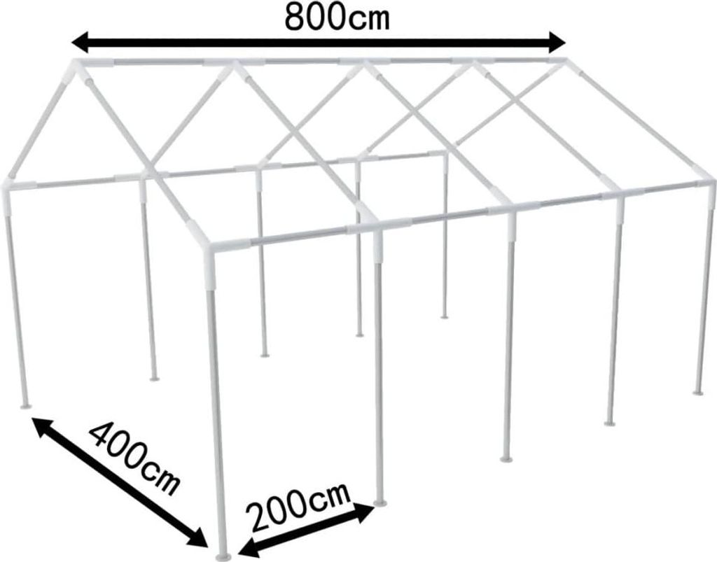 vidaXL Pavillon Stahlgestell Partyzeltrahmen Zeltrahmen Gestell 8 x 4 m