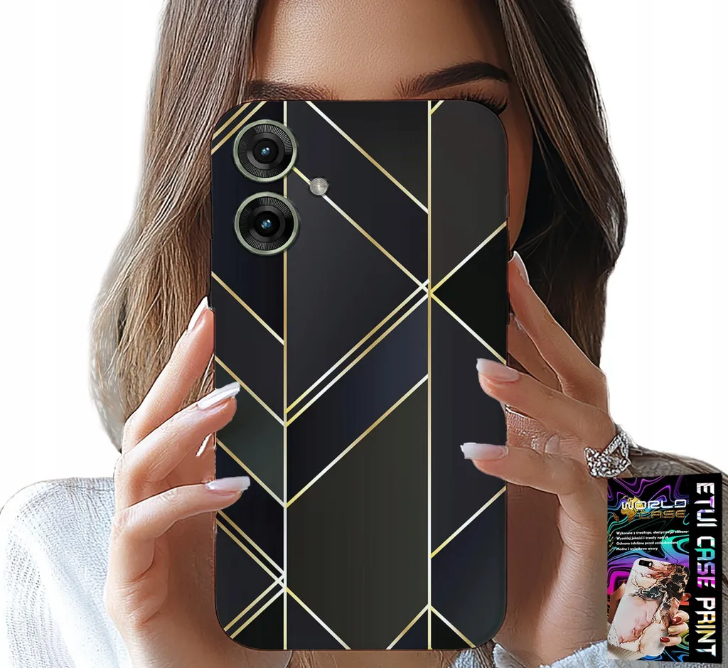 Custodia per Motorola Moto G55 - Cornici dorate, design elegante + vetro