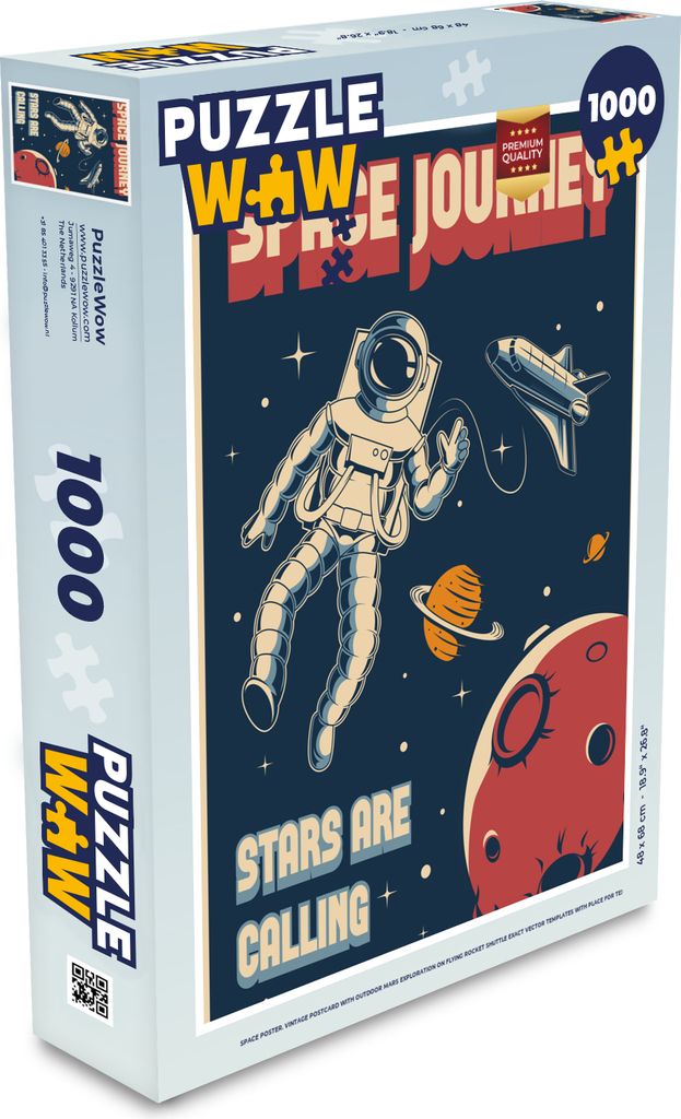 MuchoWow Puzzle 1000 Teile Raumfahrt - Astronaut - Weltraum - Retro - Spielzeug - Alt und Jung - Spiele - Puzzeln