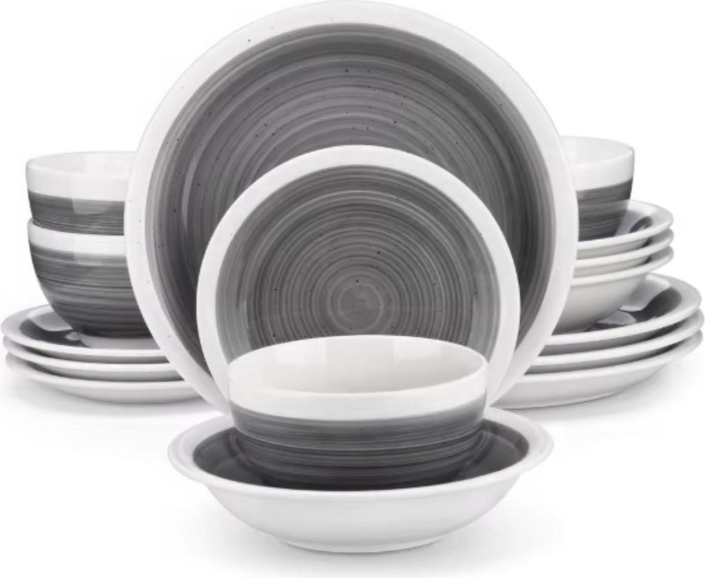 Artesano Serviesset Santivo – 16-teilig – 4 Personen – Grau – Essteller – Tafelservice – Tiefe Teller – Frühstücksteller – Servie...