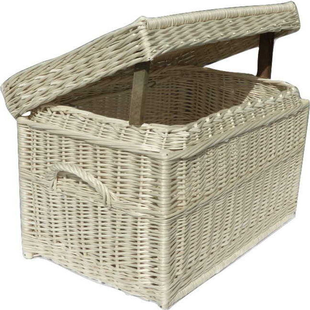 WikliBOX - Weidentruhe für Spielzeug in Ecru, Bettwäsche für ein Kinderzimmer und ein Badezimmer, Wäscheschrank Truhe 60x38x37 cm