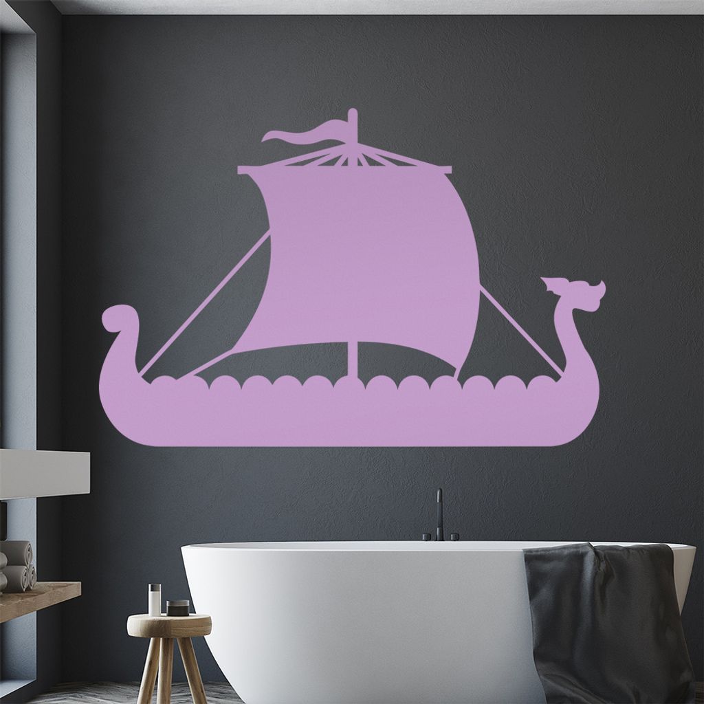 Wikinger Schiff Drachenboot Wandtattoo Wandaufkleber Wall Sticker - Dekoration, Küche, Wohnzimmer, Schlafzimmer, Badezimmer