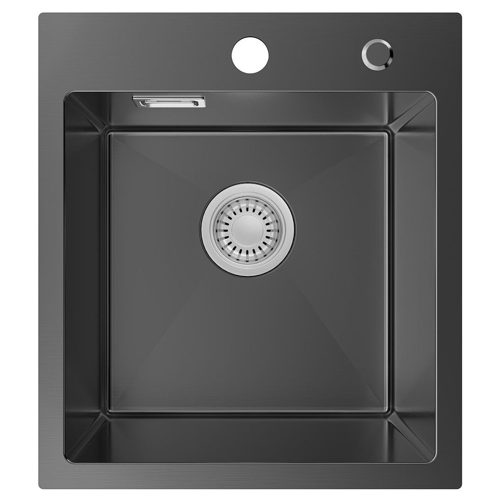 Sofetiy max Spülbecken 40x45cm, Spüle Schwarz Anthrazit, Küchenspüle Edelstahl für Unterschränke ab 40cm Breite, inkl Siphon