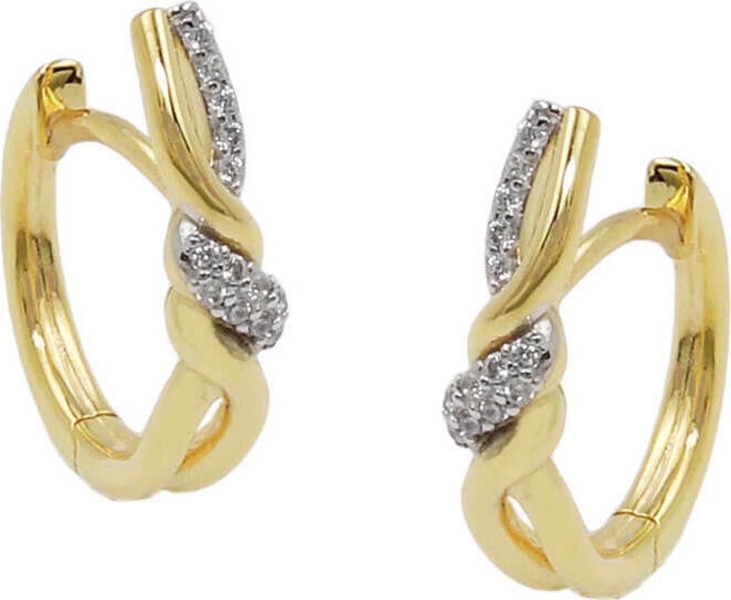 Paar Ohrringe Creolen 18x4mm überkreuzt Zirkonia 9Kt 375 Gold Gelbgold