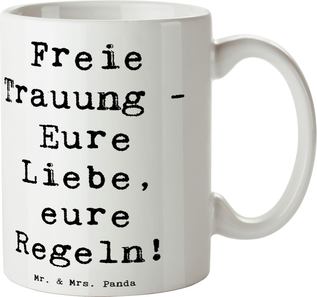 Mr. & Mrs. Panda Kaffeetasse Spruch Freie Trauung Liebe Regeln - Weiß - Geschenk, romantische Hochzeit, Heiraten, Geschenke, besondere, Tasse, Ker...
