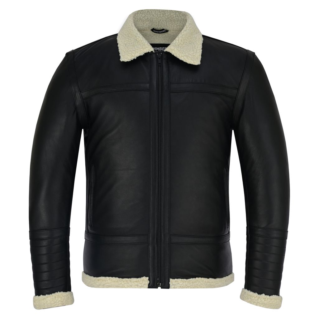 Herren Lederjacke Lammnappa Winter Sherpe Fell futter Echtleder Warm Gefüttert - L