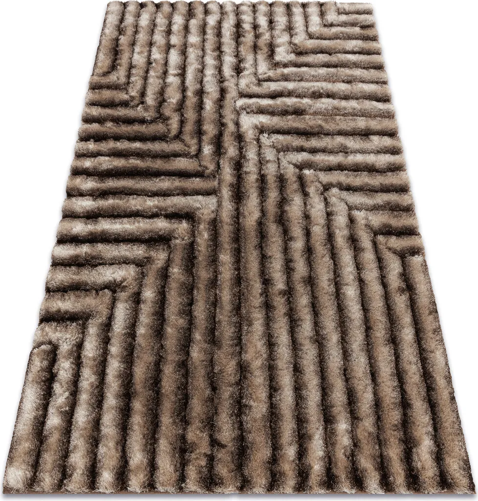 Tapis Shaggy FLIM 010-B7 Labyrinthe Brun 120x160 cm Style Moderne