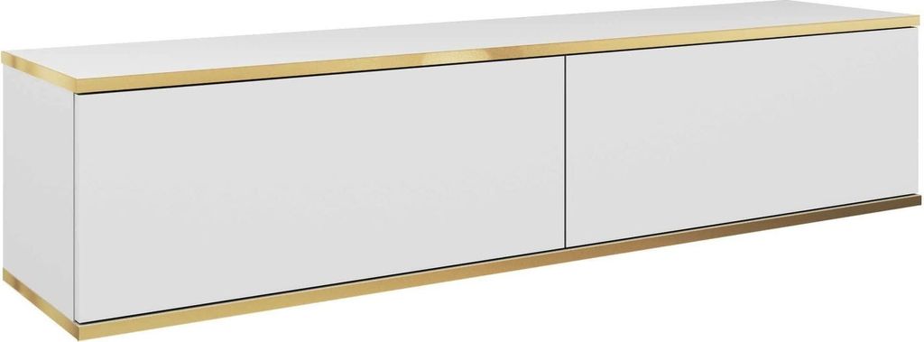 MOEBLO TV-Board Dayn RTV 135 – Lowboard Fernsehtisch TV Bank TV Tisch Fernseher Tisch TV Möbel, RTV-Schrank mit goldenen Einsätzen, hängend (B...