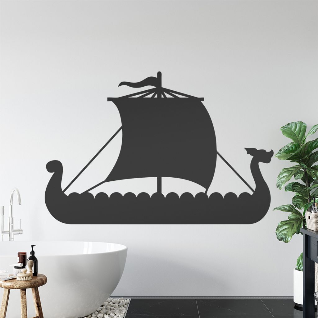 Wikinger Schiff Drachenboot Wandtattoo Wandaufkleber Wall Sticker - Dekoration, Küche, Wohnzimmer, Schlafzimmer, Badezimmer