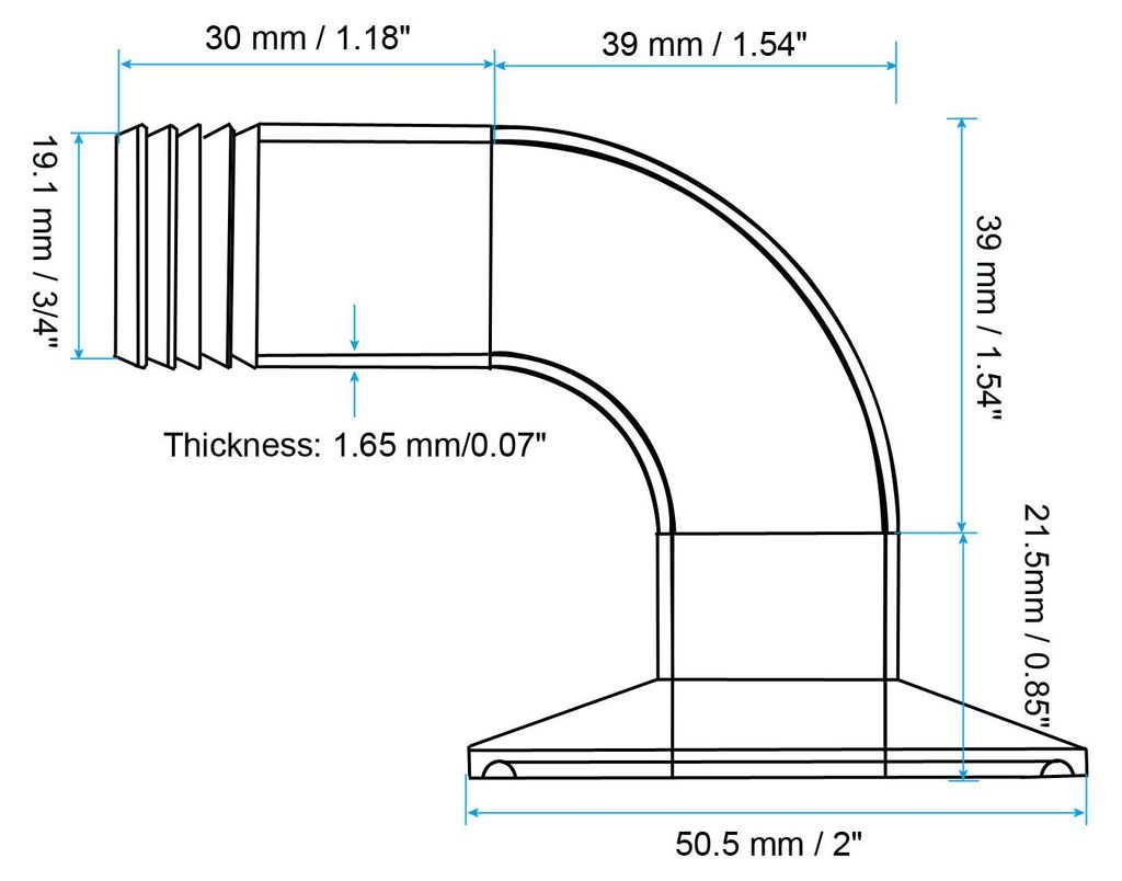 90 Grad Bogen Tri-Klemmen Schlauchtš¹lle, Sanit?rerbereich Schlauchtš¹lle Rohrverschraubung 3/4 Zoll Rohr 50,5 mm Ferrule (1,5 Tri-Klemmen) 304...