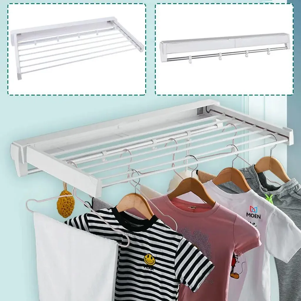 Séchoir à linge mural extensible : la solution gain de place blanc mat - 3