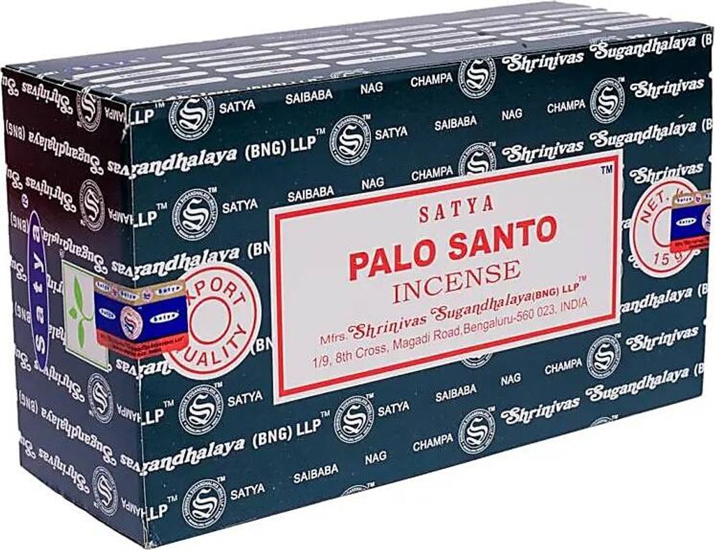 Räucher Set Räucherstäbchen Satya Palo Santo -- 15 g + Keramik Smudge-Halter wei