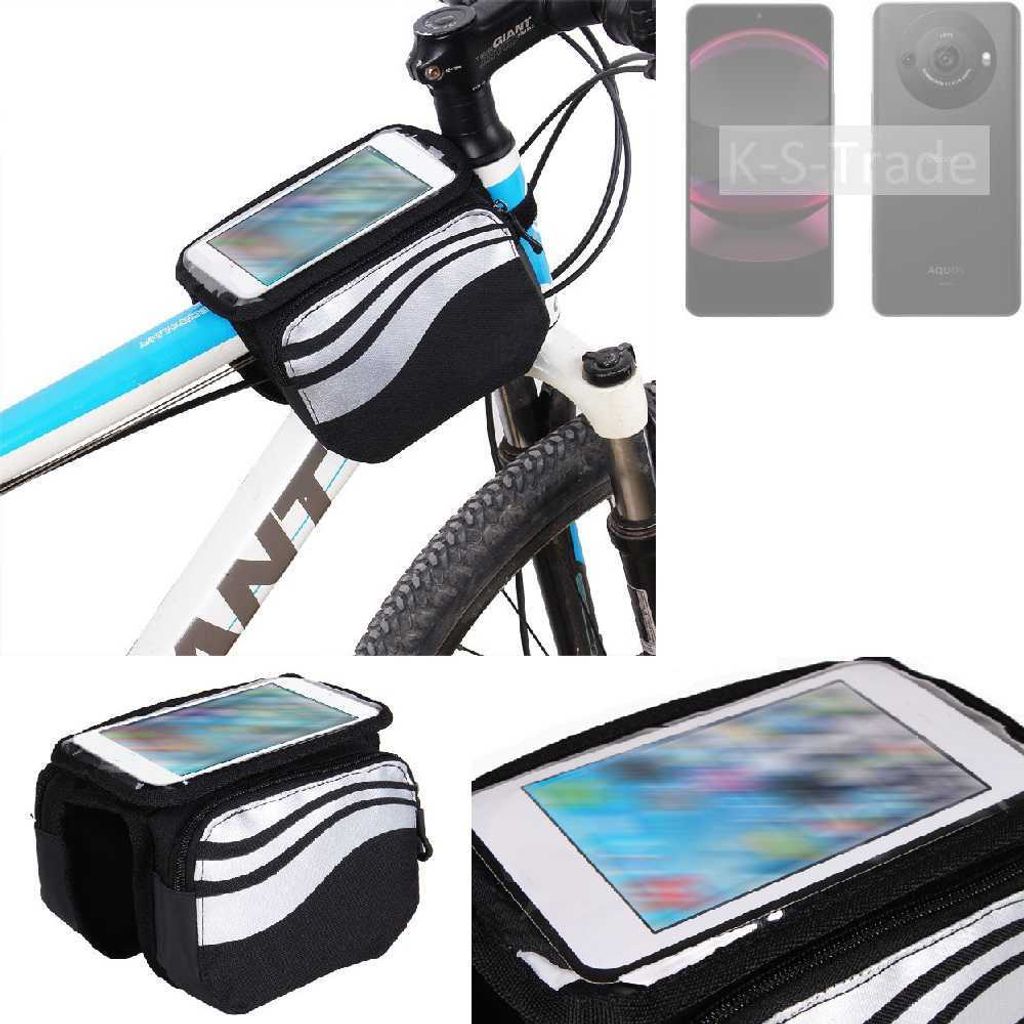 K-S-Trade Rahmentasche Fahrrad-Halterung kompatibel mit Sharp Aquos R8 Pro Rahmenhalterung Fahrrad Handyhalterung Fahrradtasche Handy Smartphone