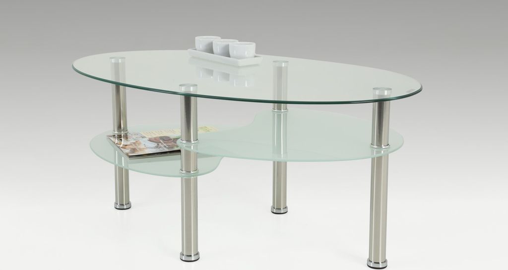 Couchtisch Beistelltisch - Saly - 90x55 cm Klarglas / Chrom